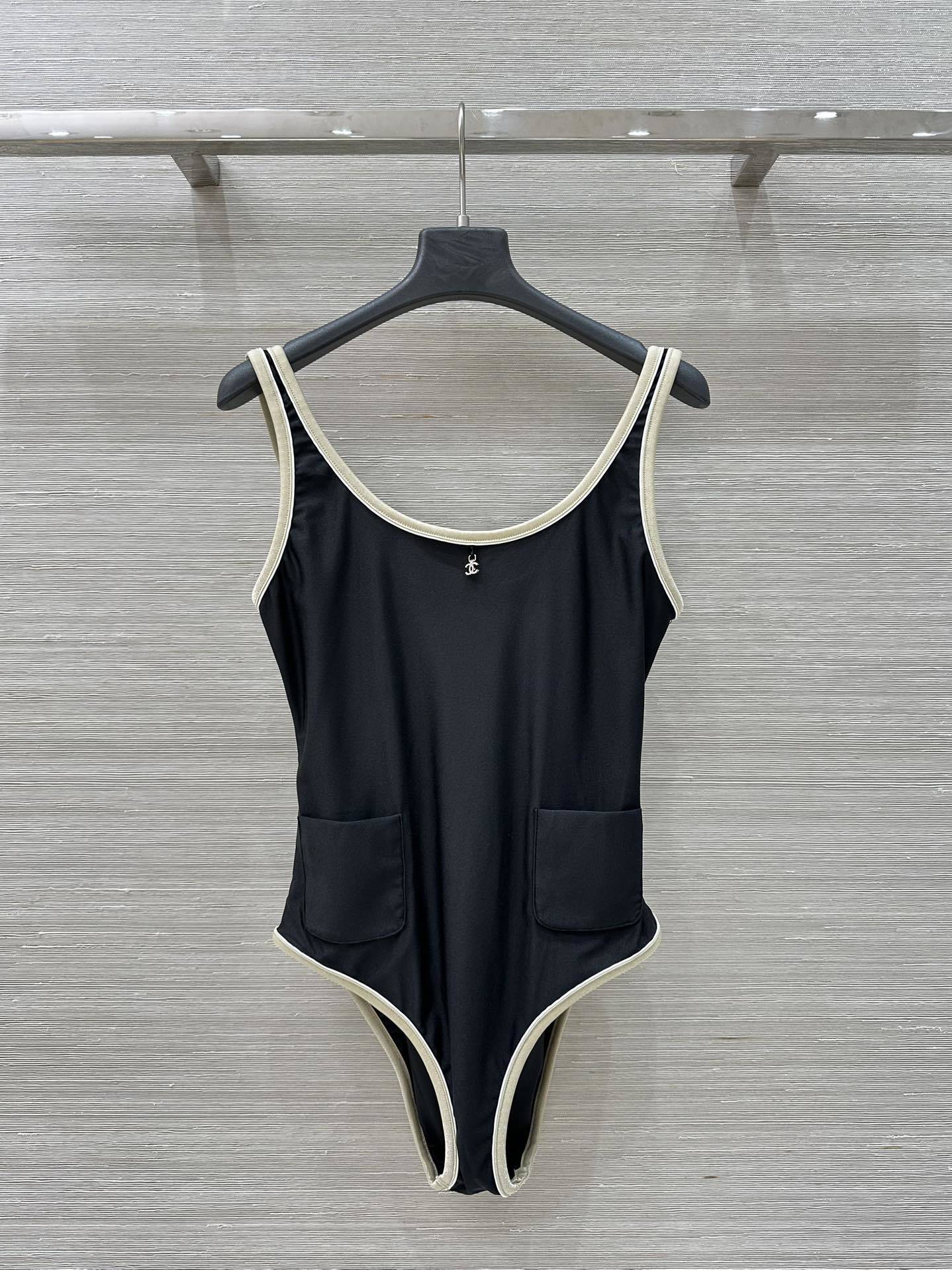 Chanel One-Piece Swimsuit with Side Trim