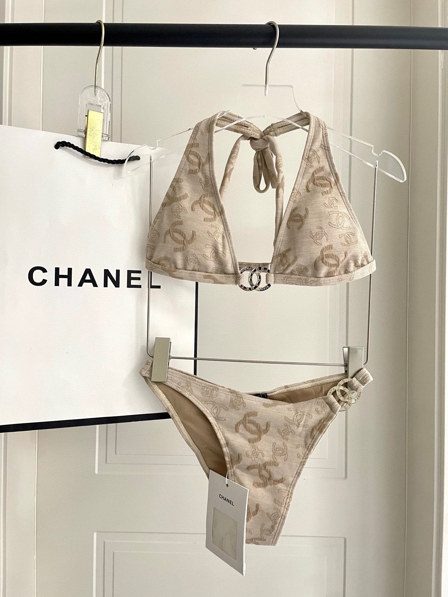 Caprisah Classic Bikinis in Chanel Embroidered Logo