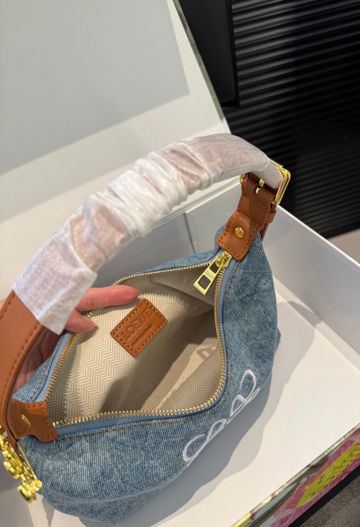 Loewe Denim Cubi Bag with Anagram Logo