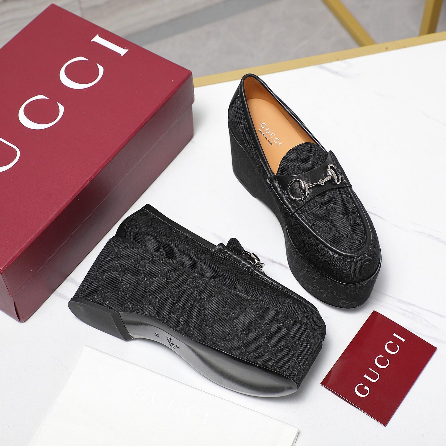 Gucci Women's Horse-bit Wedge Loafer