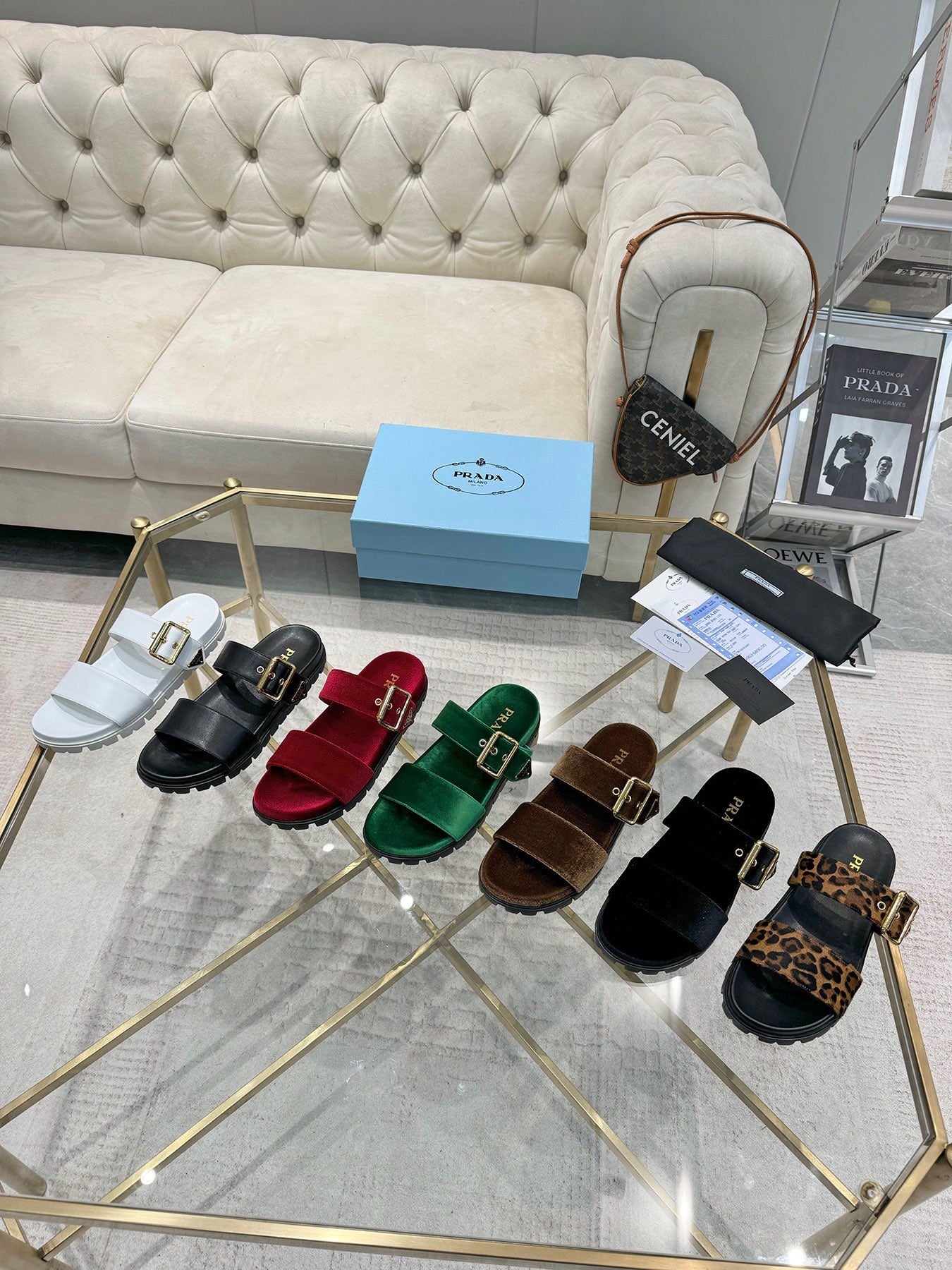 Prada Rebecca Luxe Leather Slides