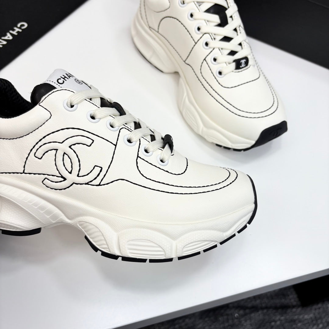 Chanel Chanel Brand New White CC Black Tweet Ski Boots with Spikes