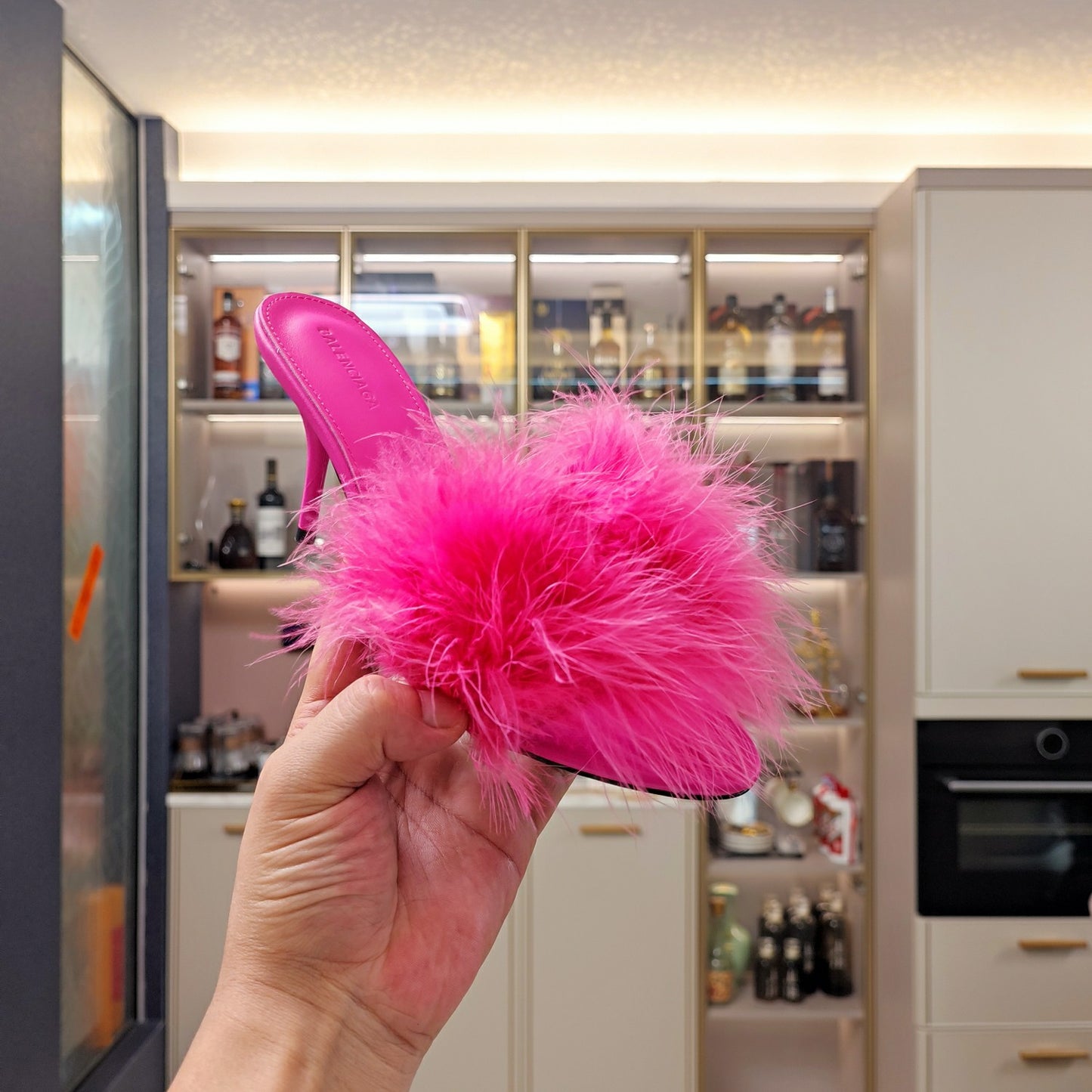 Balenciaga Feathered Luxe Slide Sandals