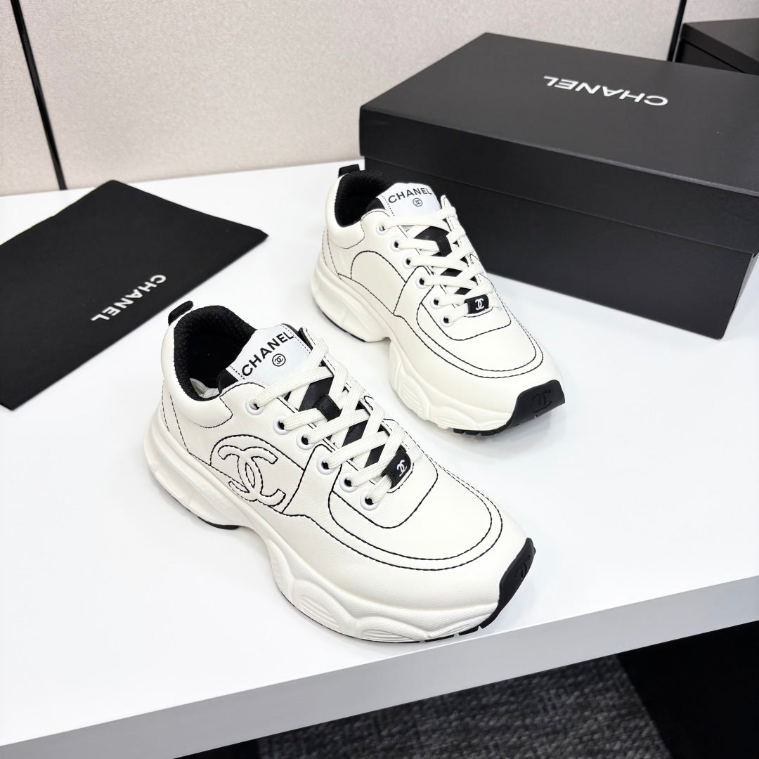 Chanel Chanel Brand New White CC Black Tweet Ski Boots with Spikes