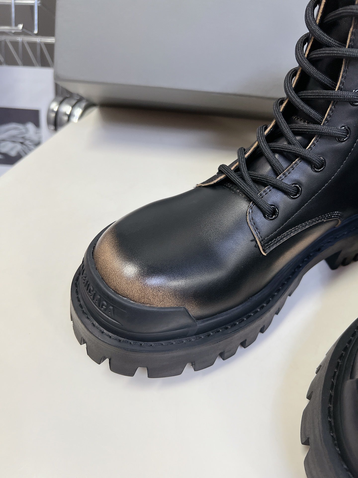 Balenciaga Men's Strike Lace-up Boot in Black