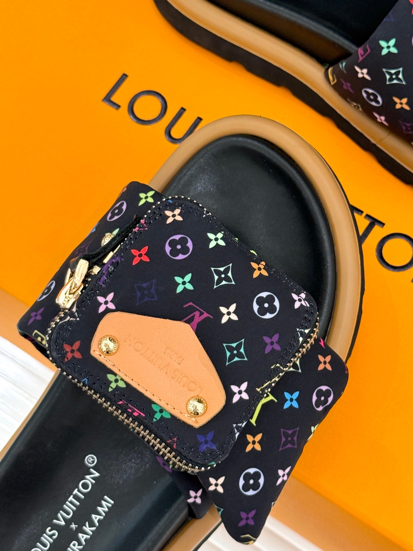 Louis Vuitton x Takashi Murakami-inspired slide sandals
