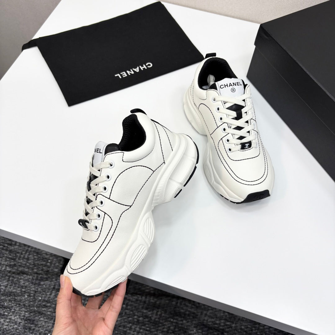 Chanel Chanel Brand New White CC Black Tweet Ski Boots with Spikes