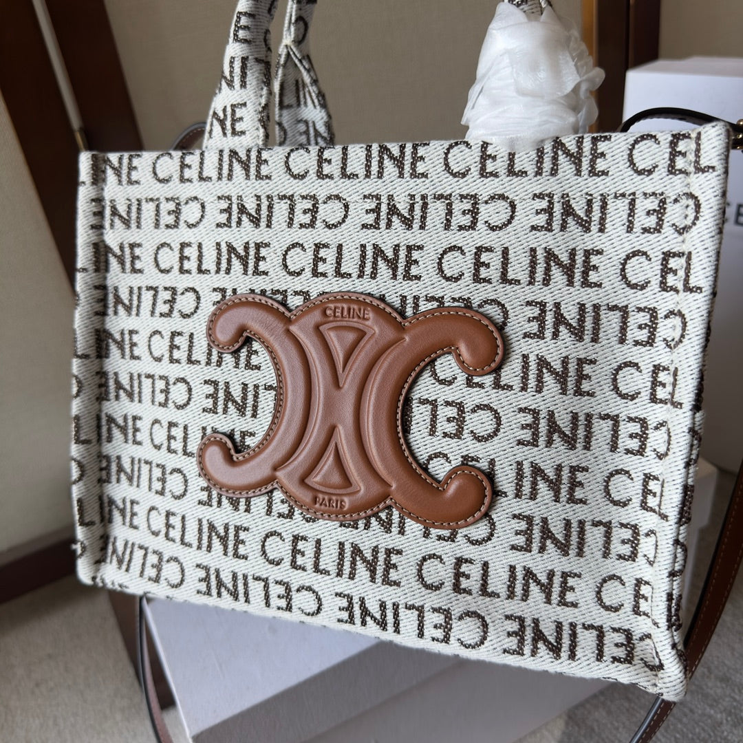 Celine Small Cabas Thais in Textile with Triomphe Canvas Print and Calfskin