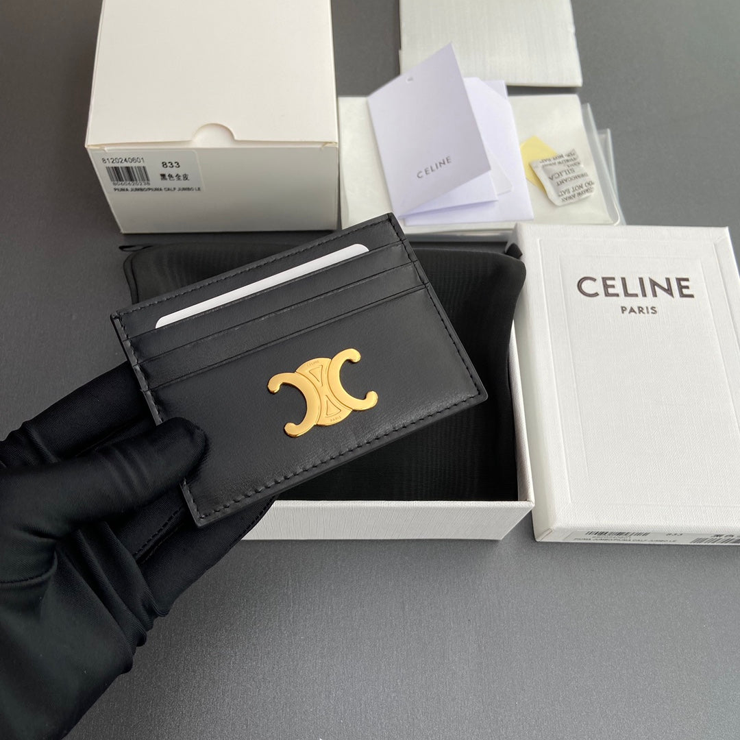 Celine Card Holder Triomphe in Shiny Calfskin