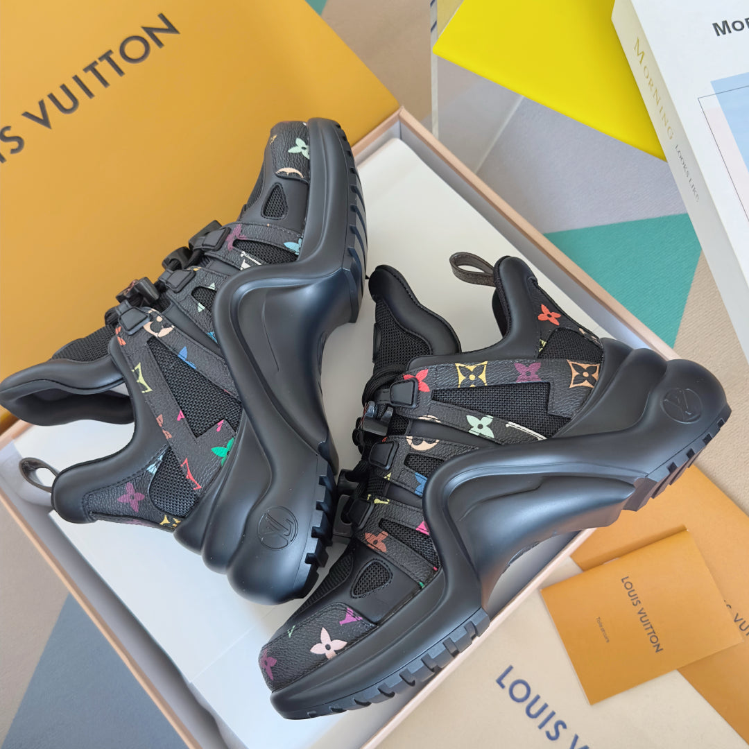 Louis Vuitton Elegant Leather Peep-Toe Heels