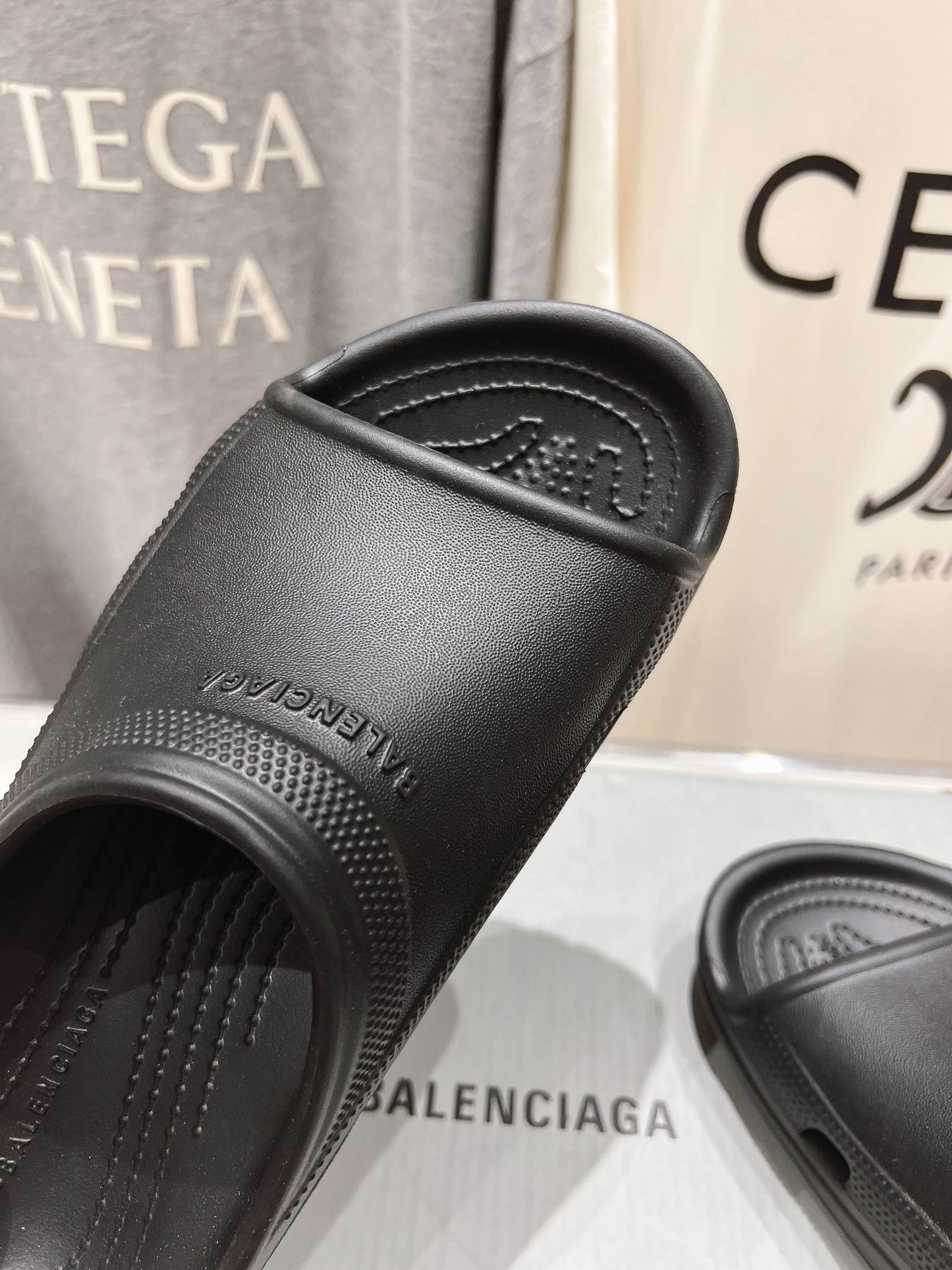 Balenciaga Elevated Rubber Stroll Slippers
