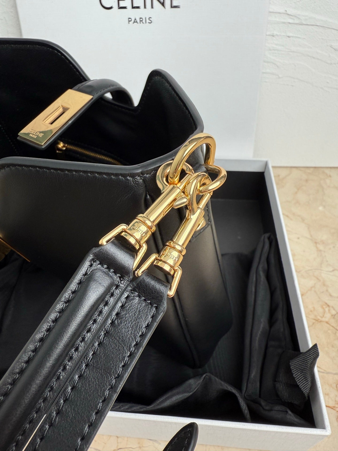 Celine Cabas 16 Bag in Smooth Black Calfskin