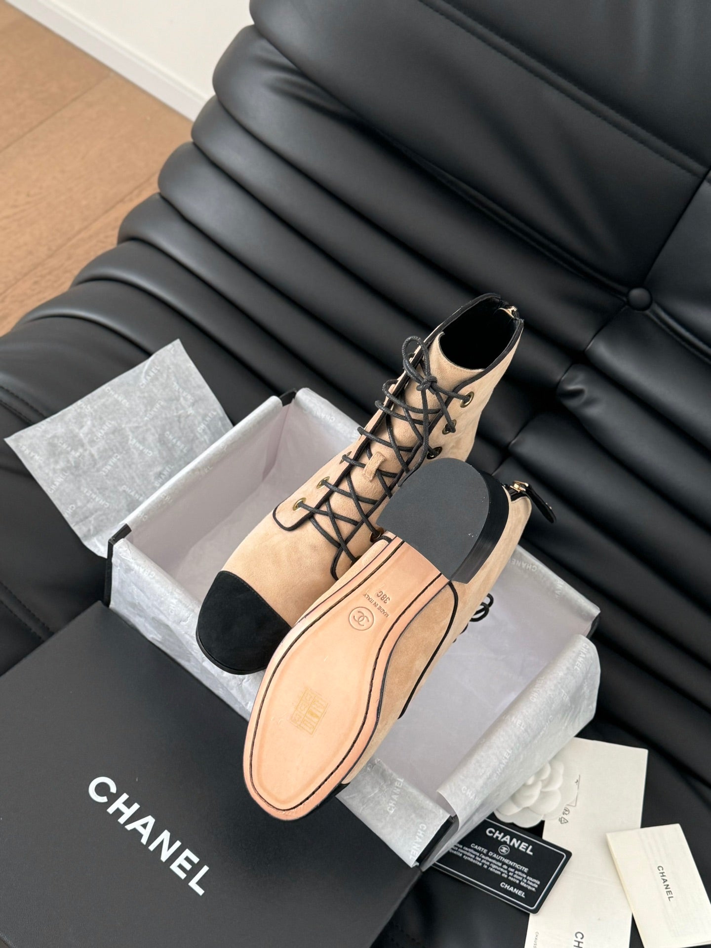 Chanel Elegance Quilted Combat Boots