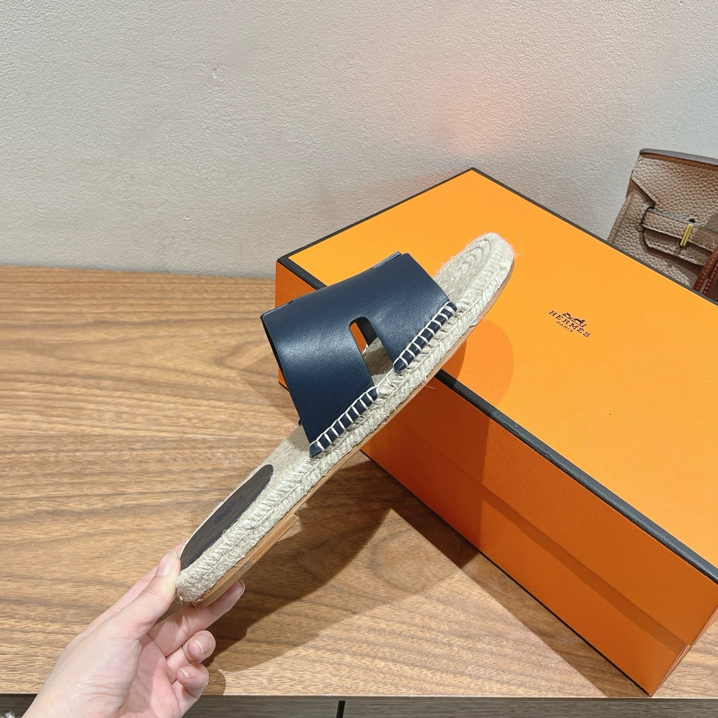 Hermes Elegant Calfskin Espadrille Sliders