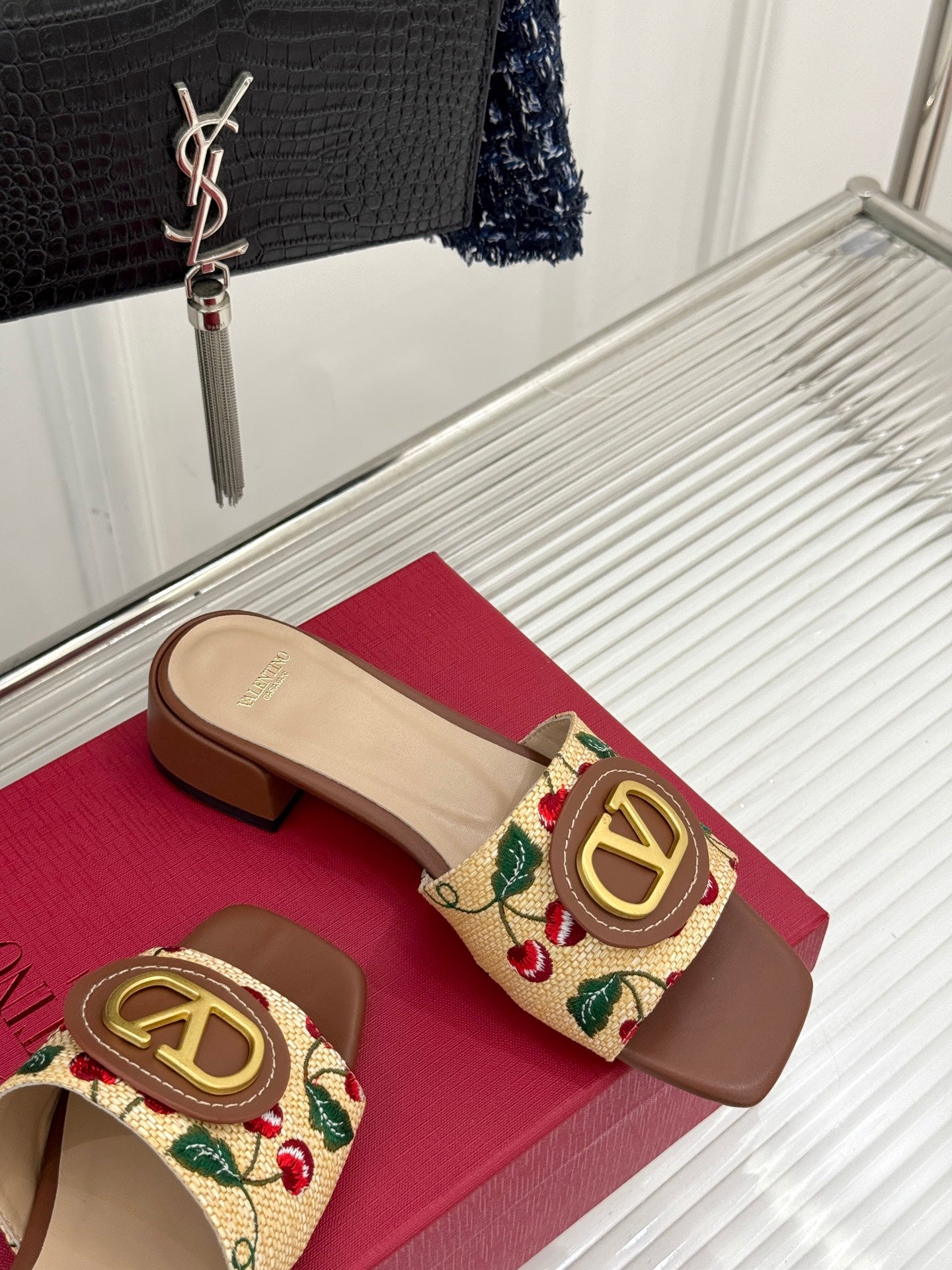 Valentino Cherry Elegance Slide Sandals