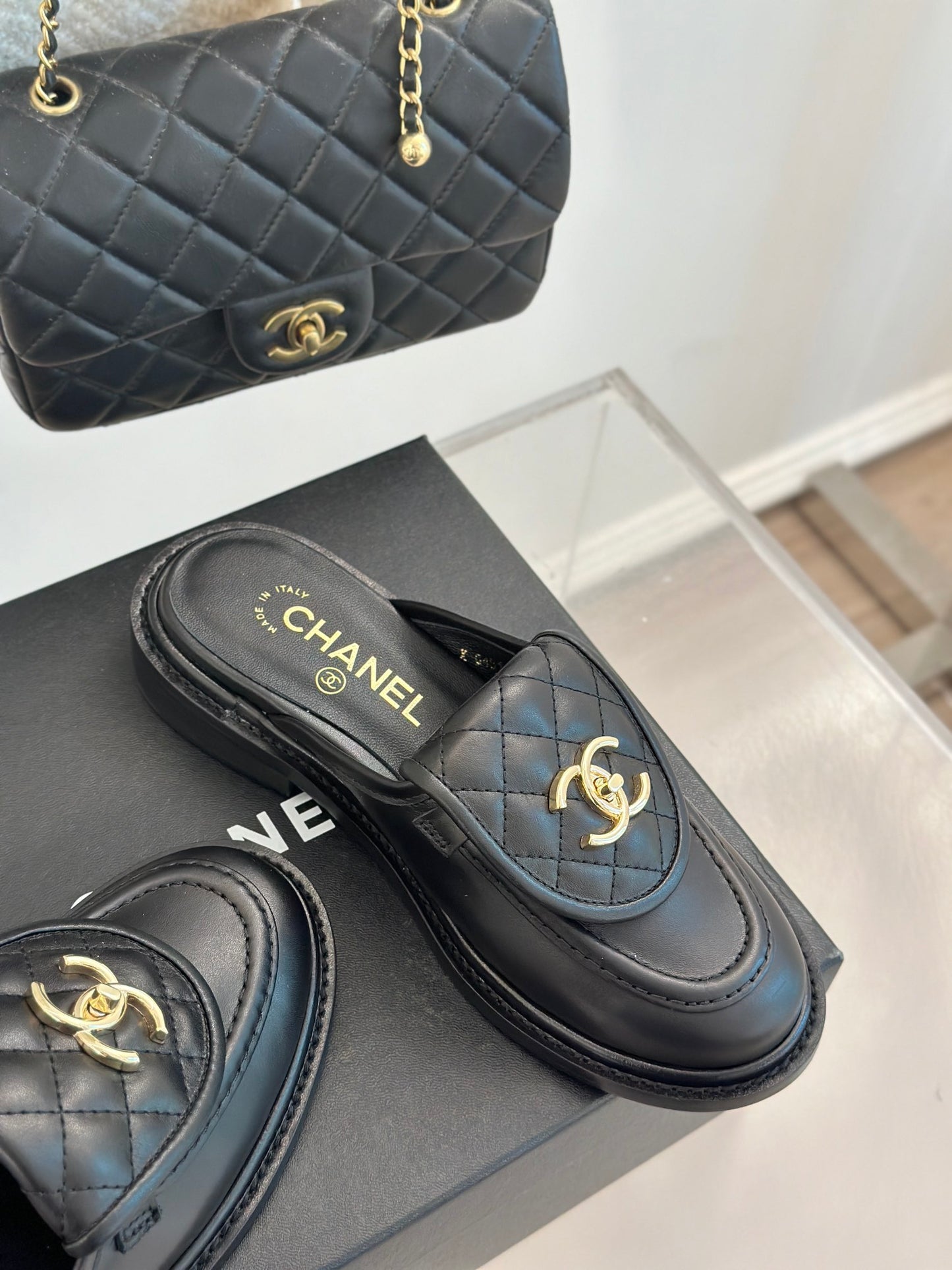Chanel Elegant Turnlock Leather Loafers