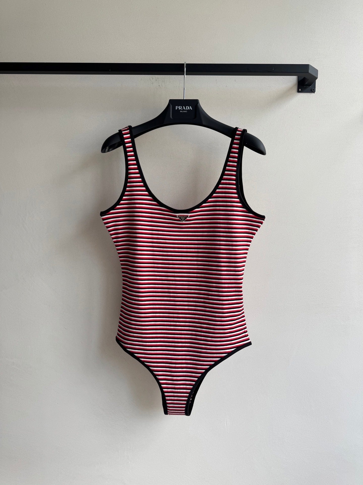 Caprisah Prada Striped Interlock Jersey One-Piece Swimsuit