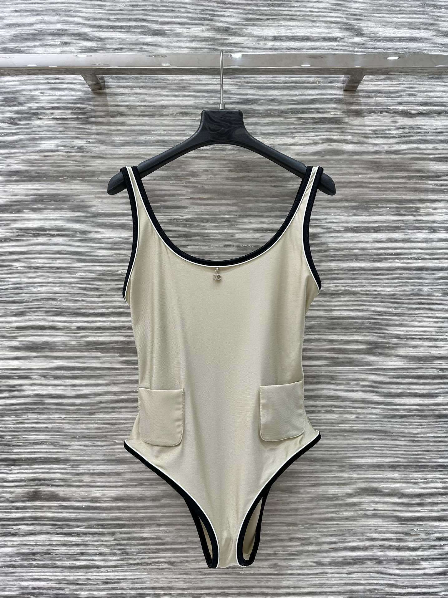Chanel One-Piece Swimsuit with Side Trim