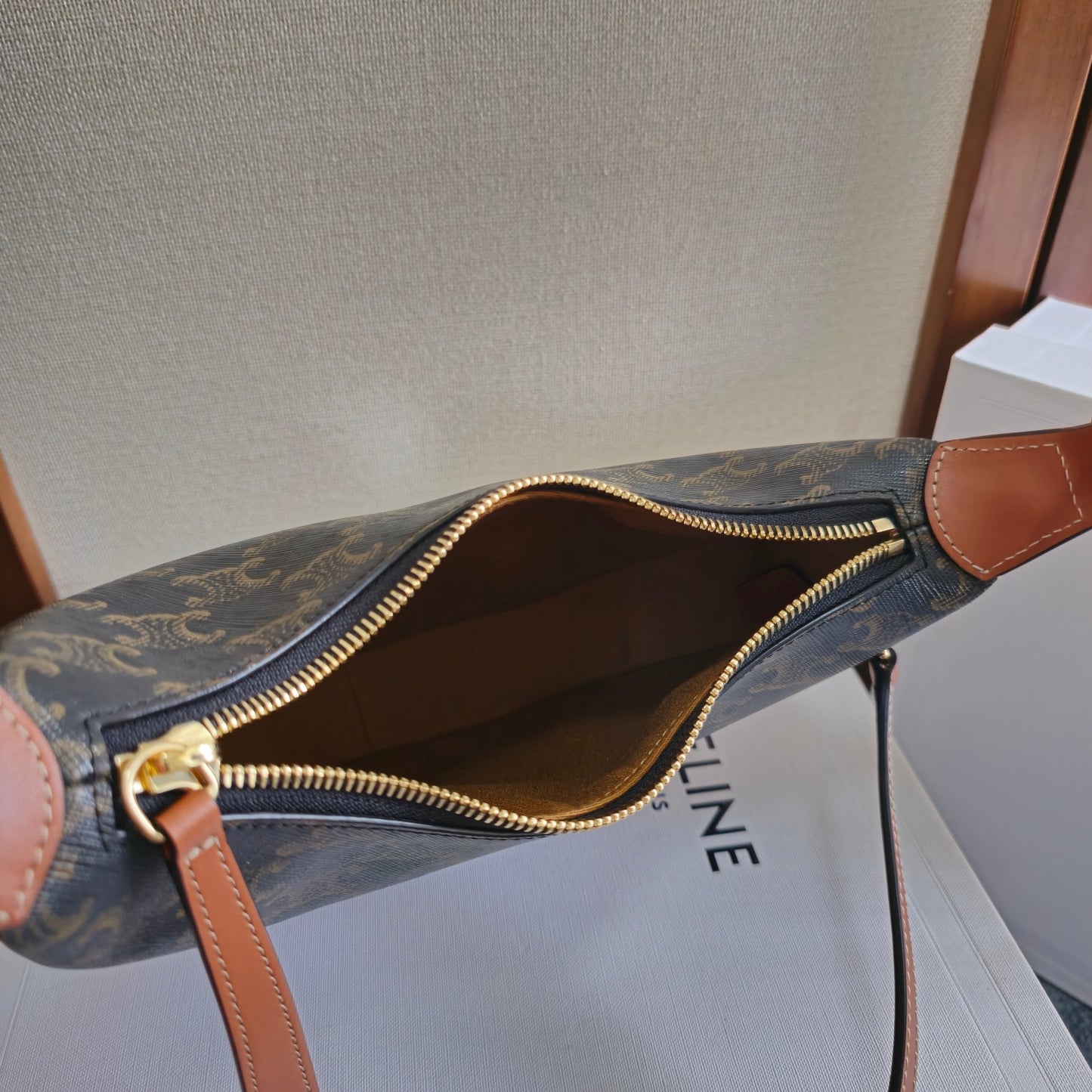 Celine Teen Lulu Bag in Triomphe Canvas and Calfskin