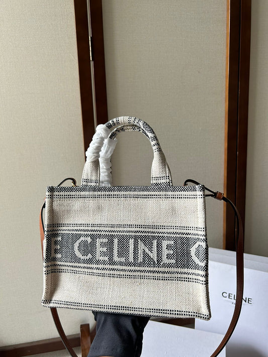 Celine Small Cabas Thais in Textile with Triomphe Canvas Print and Calfskin