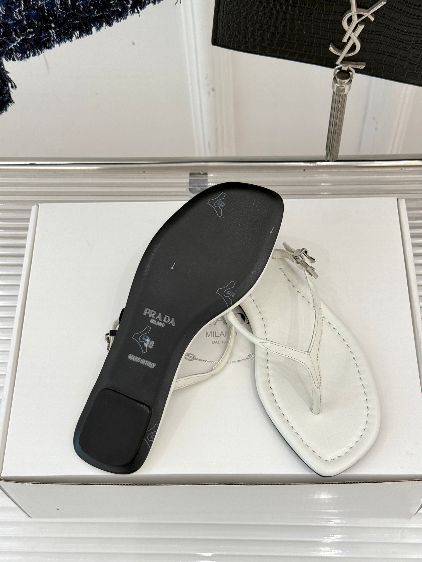 Prada Enameled Elegance Sandals