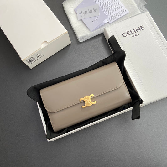 Celine Large Triomphe Wallet in Shiny Calfskin