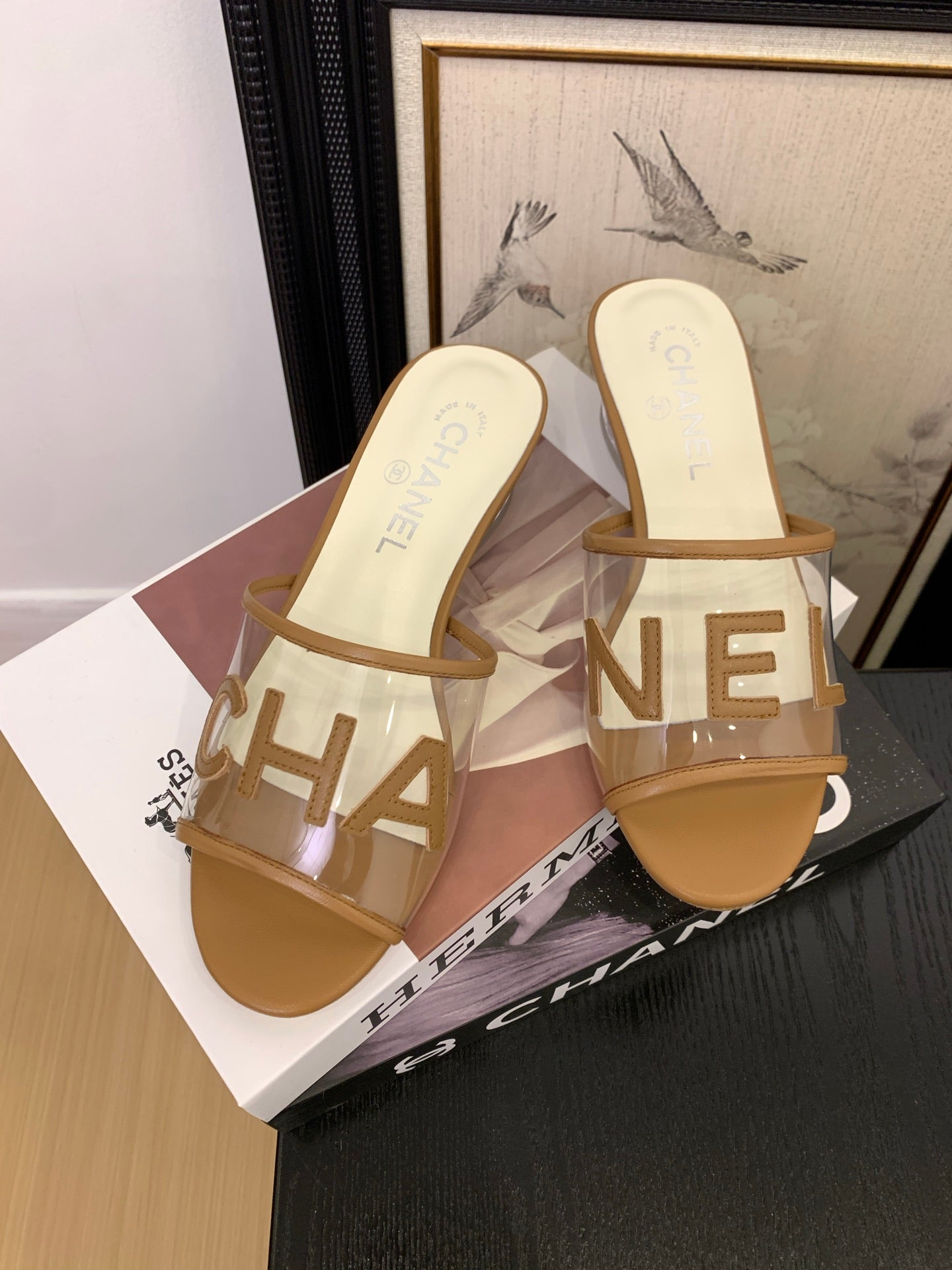 Chanel Timeless PVC Logo Slides