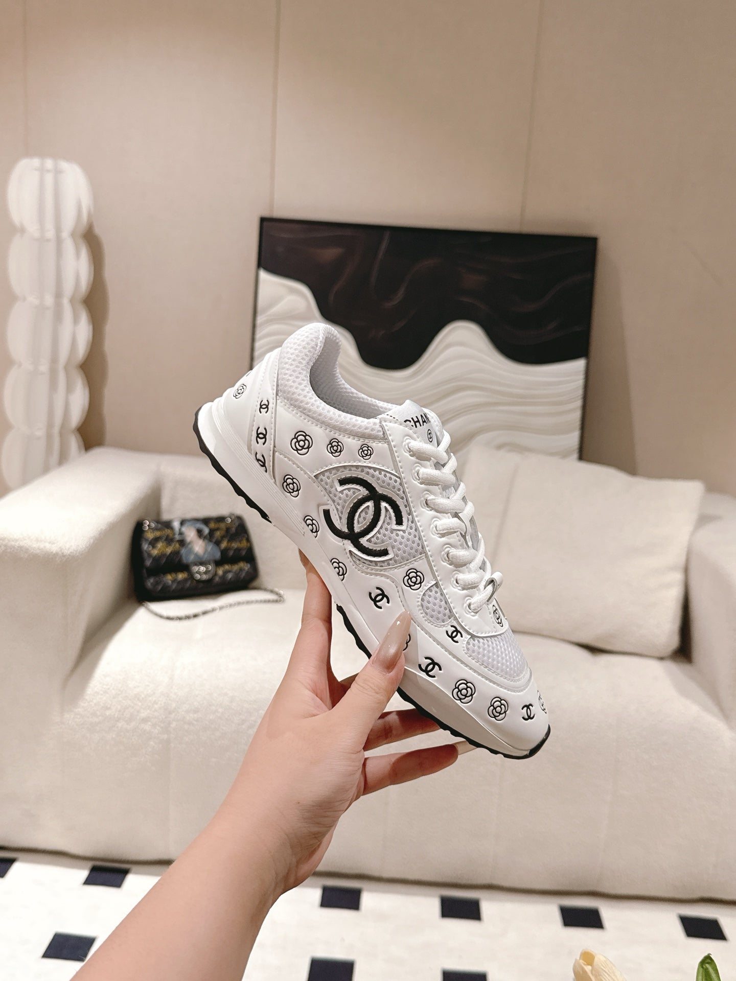 Chanel Tweed Suede Calfskin Sneakers