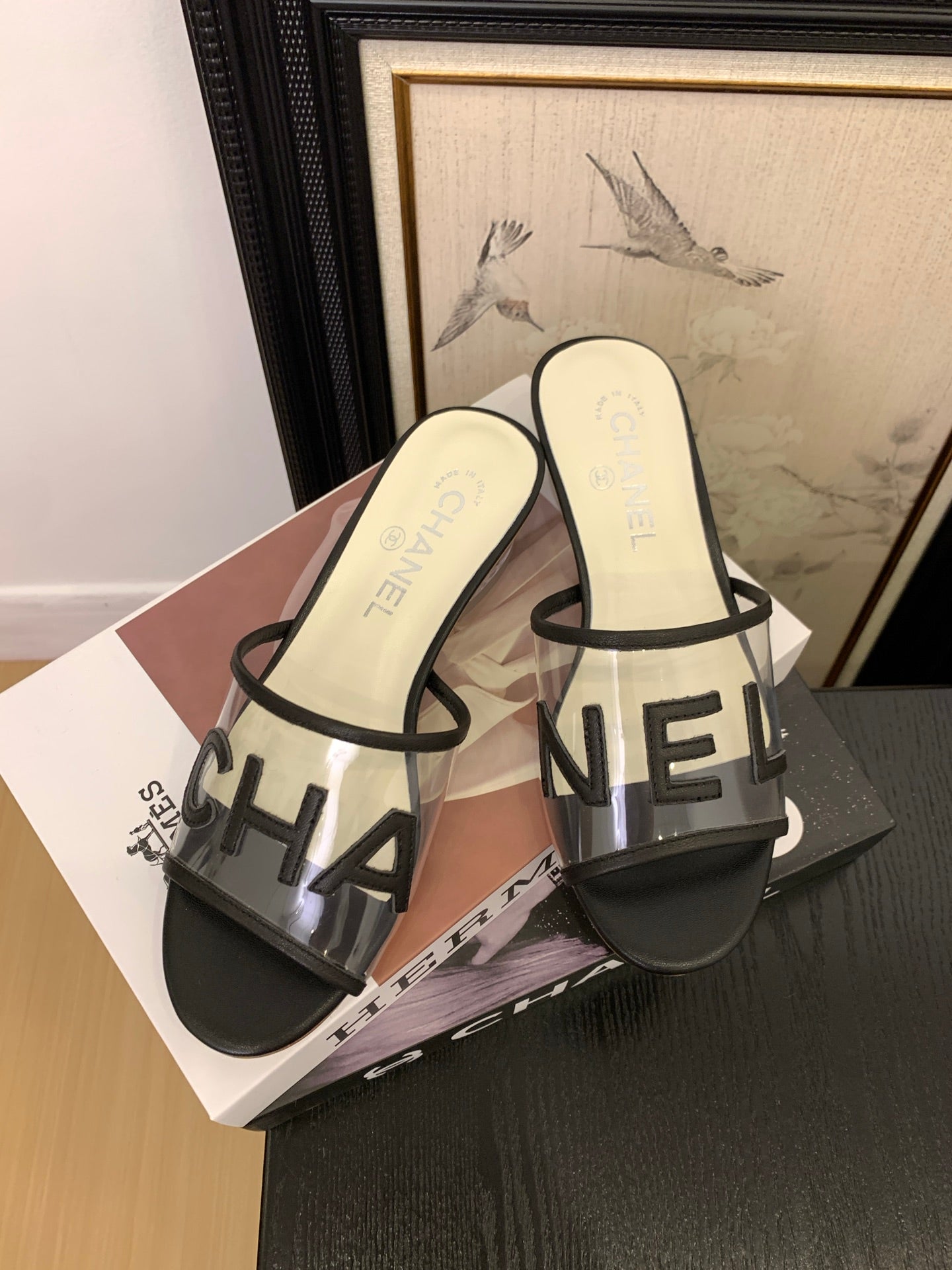 Chanel Timeless PVC Logo Slides