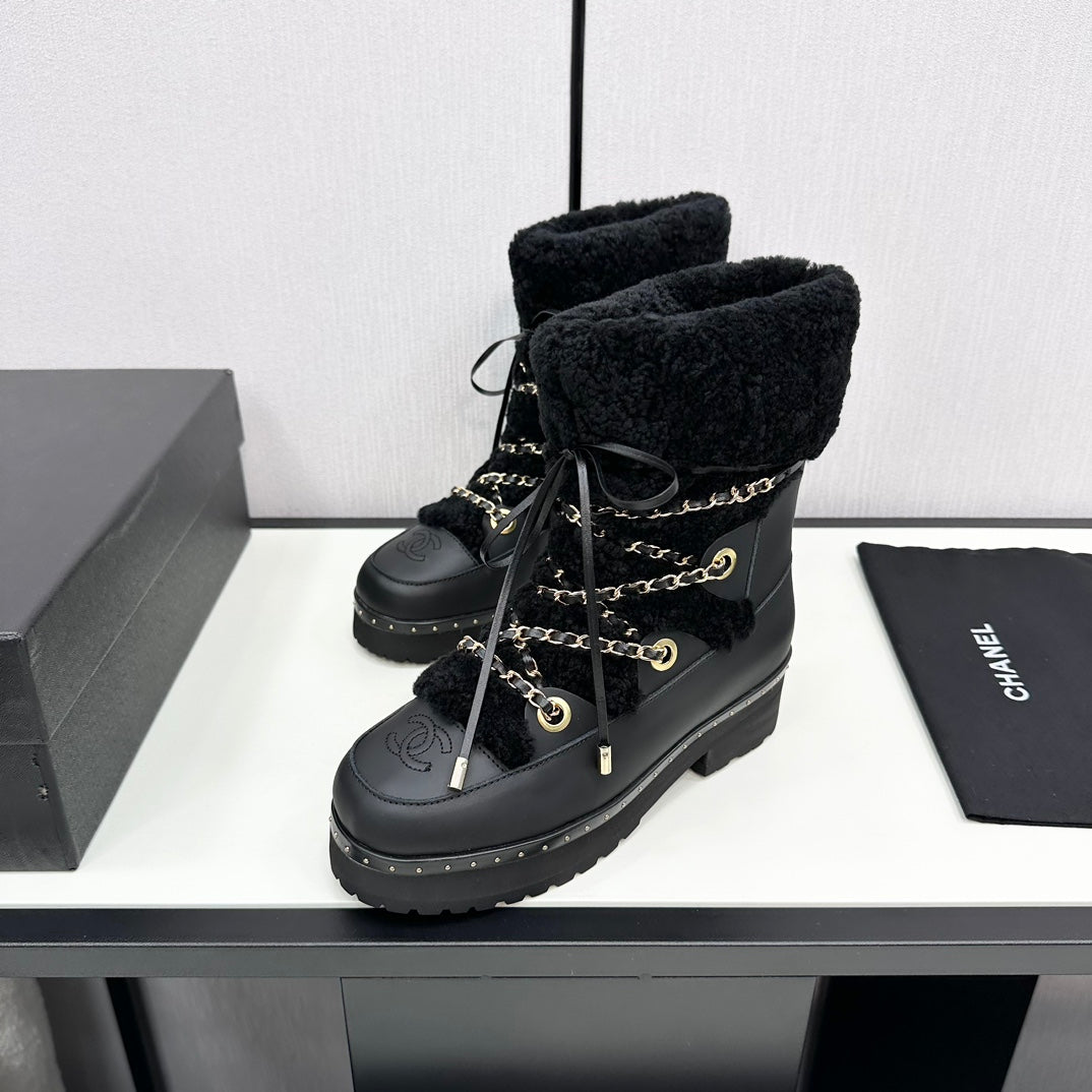 Chanel Plush Shearling Wanderlust Boots