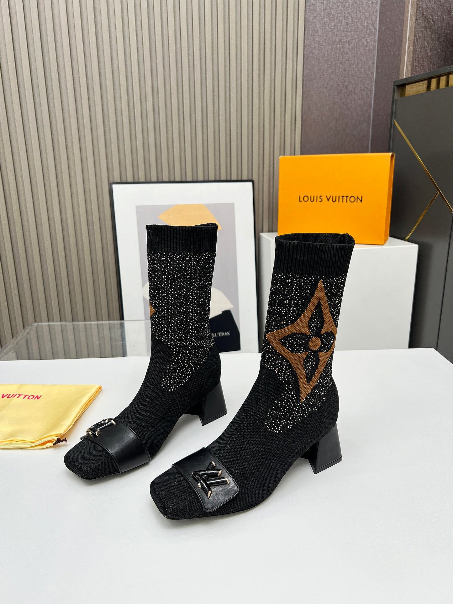 Louis Vuitton Timeless Knit Monogram Ankle Boots