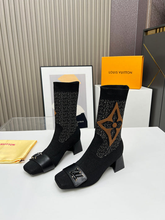 Louis Vuitton Timeless Knit Monogram Ankle Boots