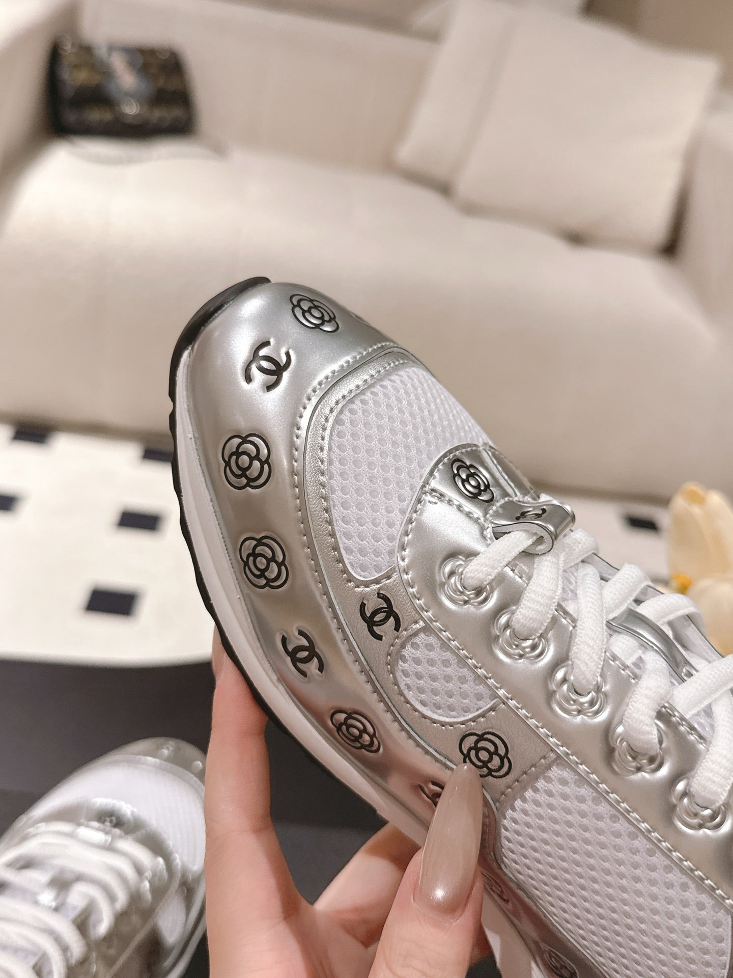 Chanel Tweed Suede Calfskin Sneakers