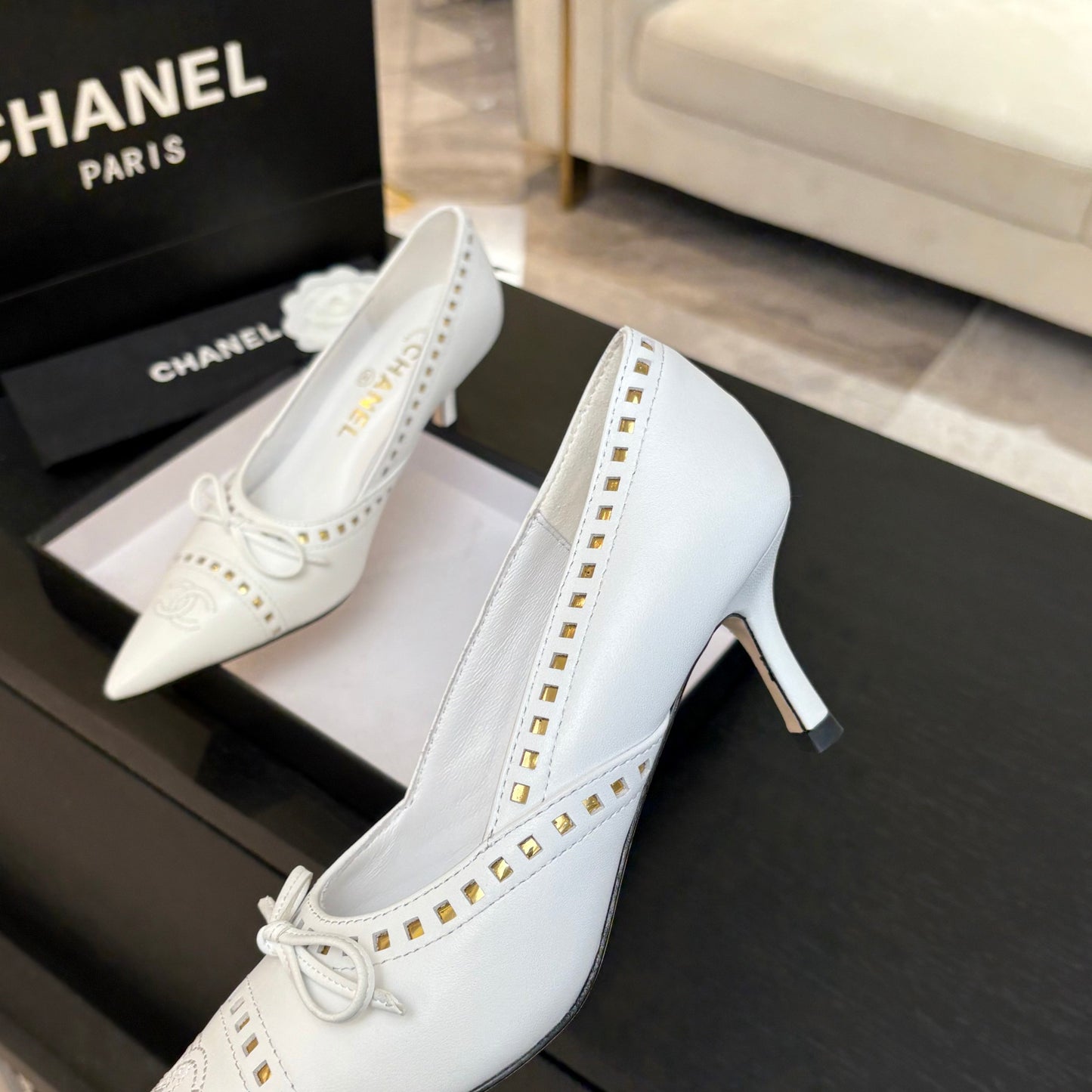 Chanel Elegant Turnlock Leather Loafers