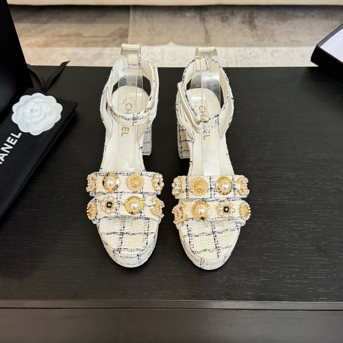 Chanel Elegant Suede Block Heels