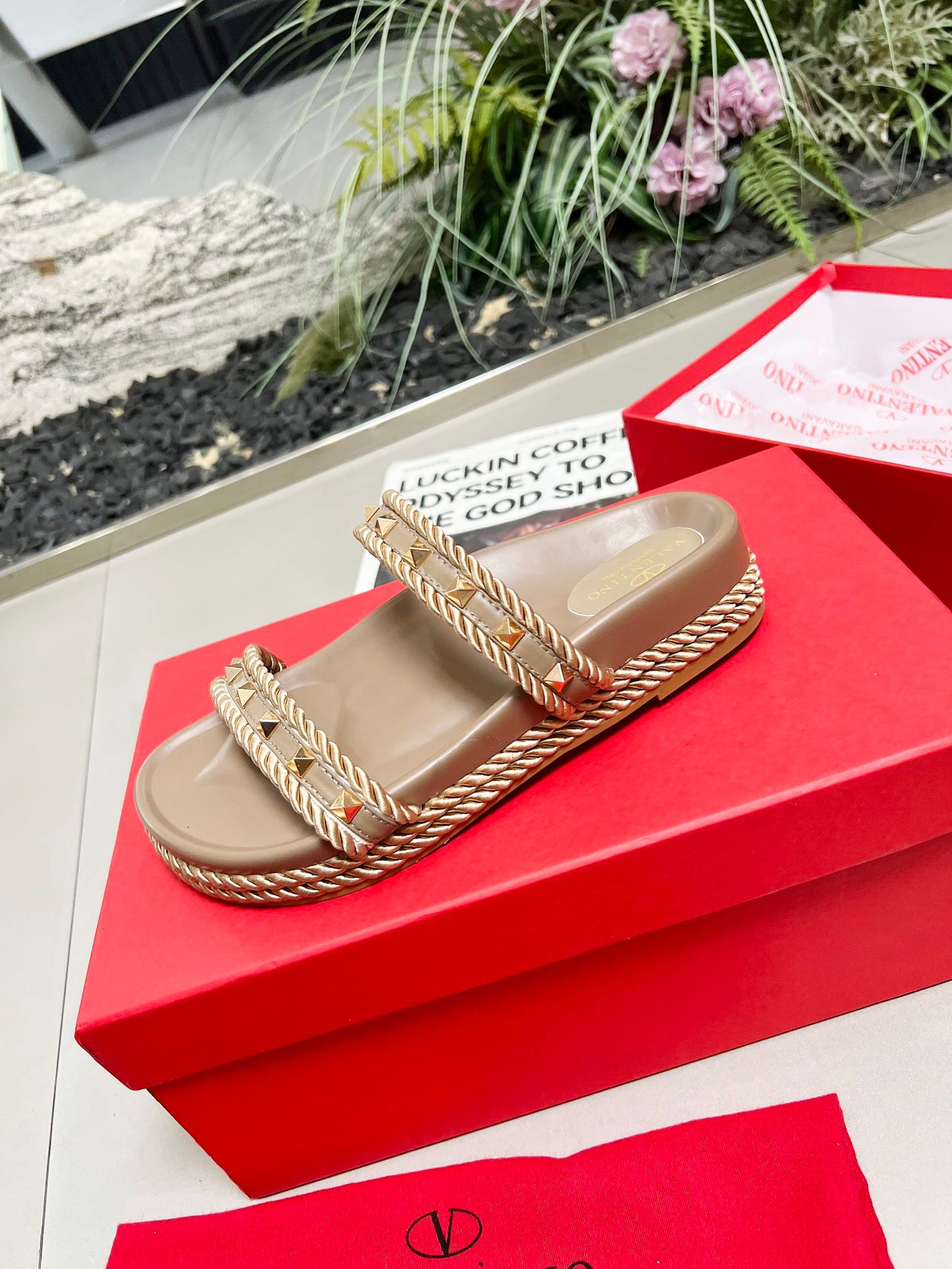 Valentino Glamour Black Studded Flatforms