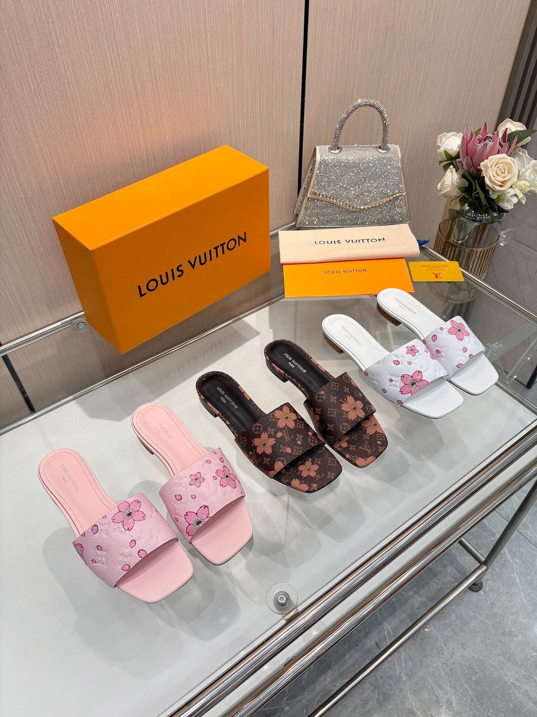 Louis Vuitton Swarovski Sparkle Glass Sandals