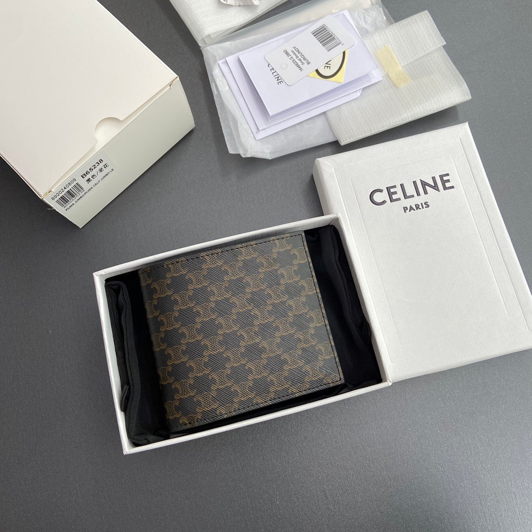 Celine Bi-fold card holder in Triomphe Canvas