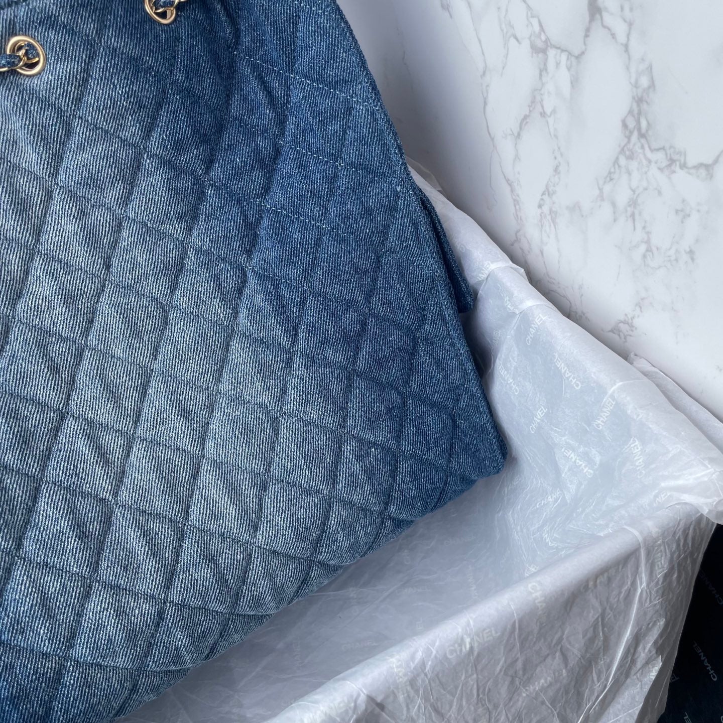 Chanel Quilted Denim Dream Bag