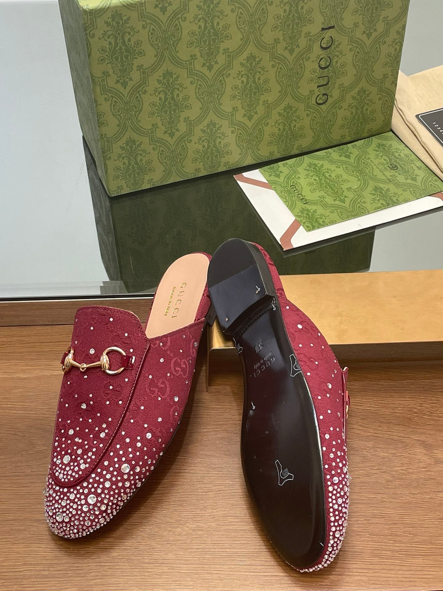 Gucci Women's Princetown slipper with crystal Horsebit