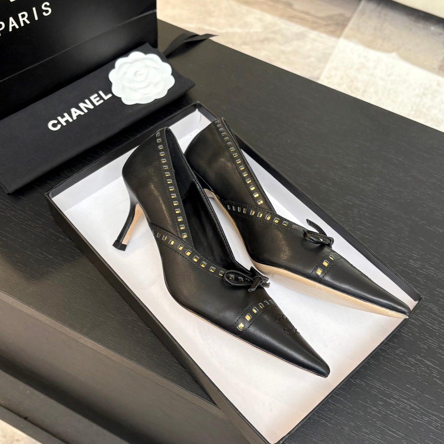 Chanel Elegant Turnlock Leather Loafers