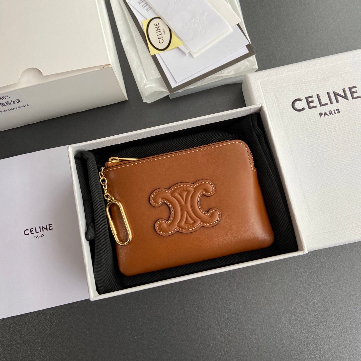 Celine Small Pouch with Strap Cuir Triomphe in Nubuck Calfskin