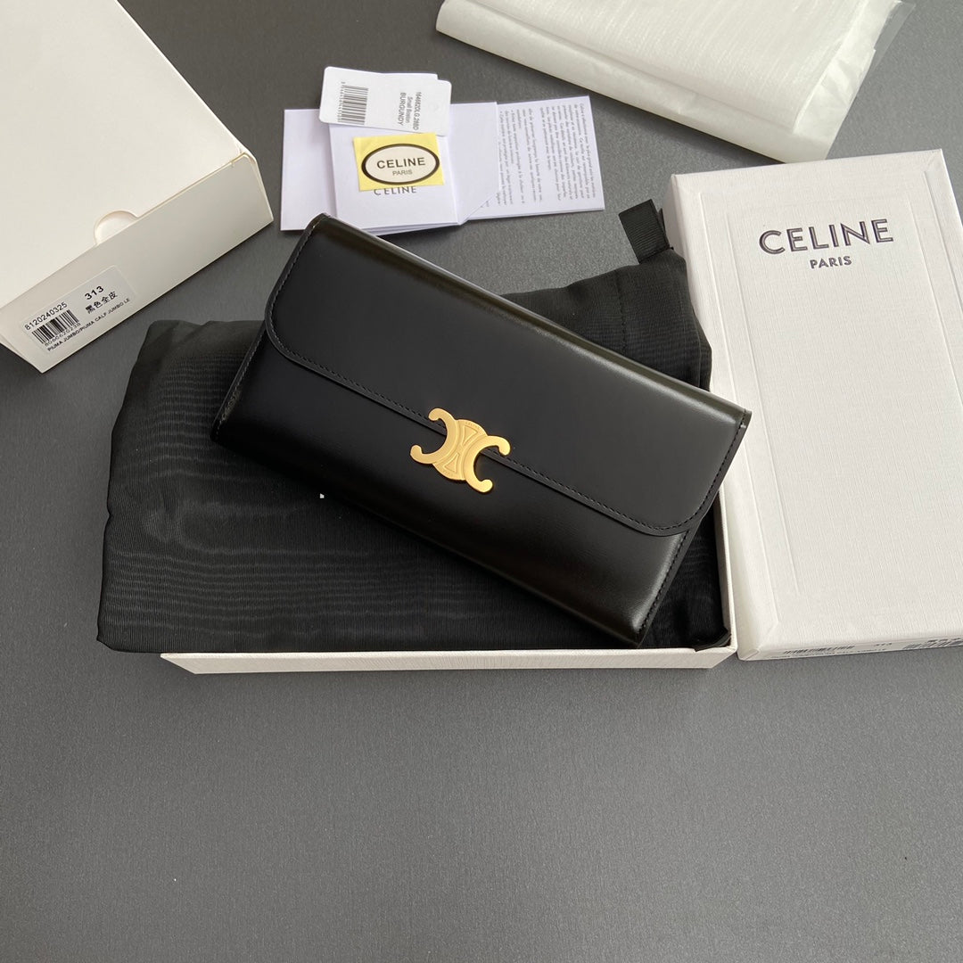 Celine Large Triomphe Wallet in Shiny Calfskin