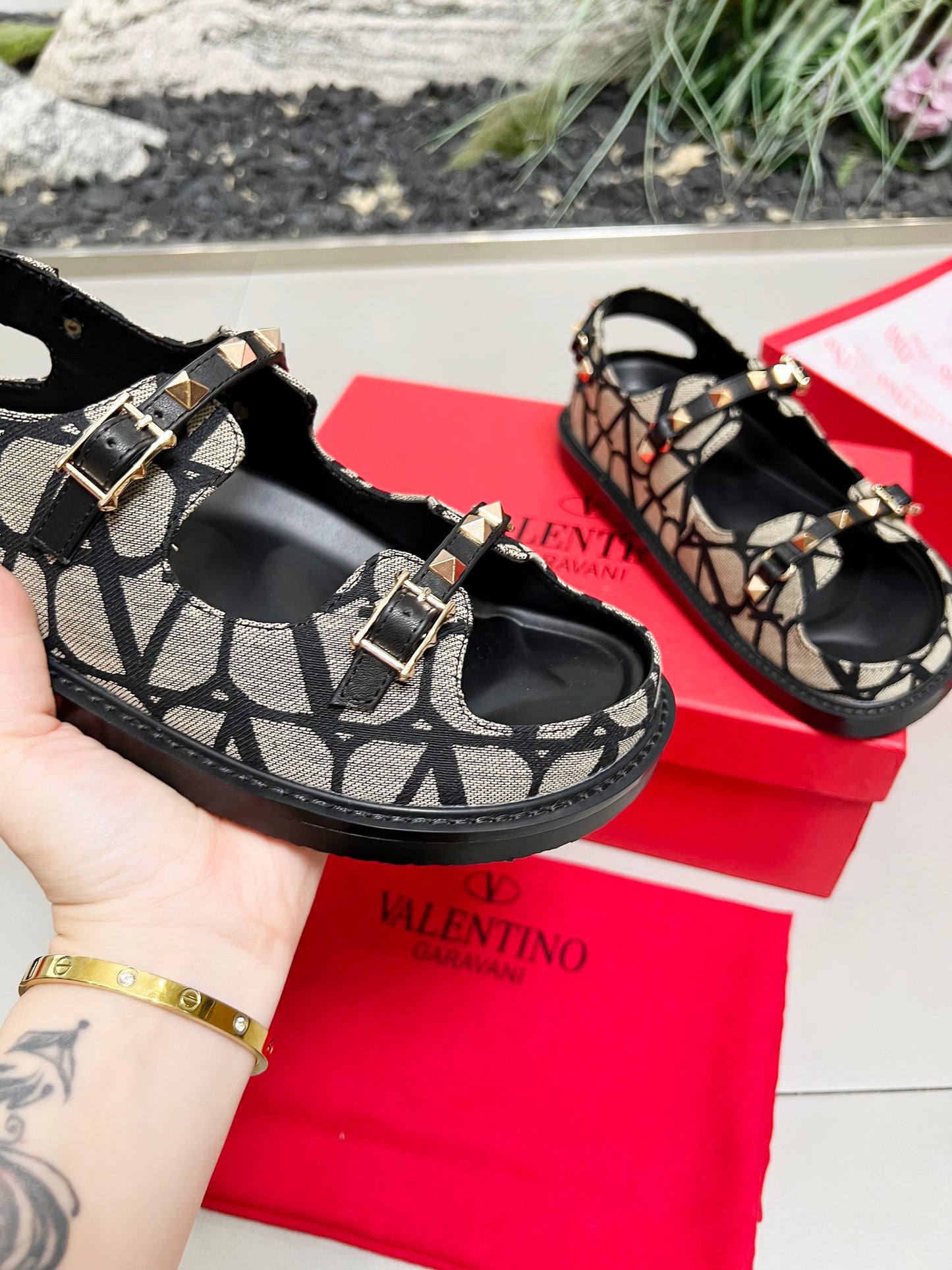 Valentino Cabochon Elegance Slide Sandal