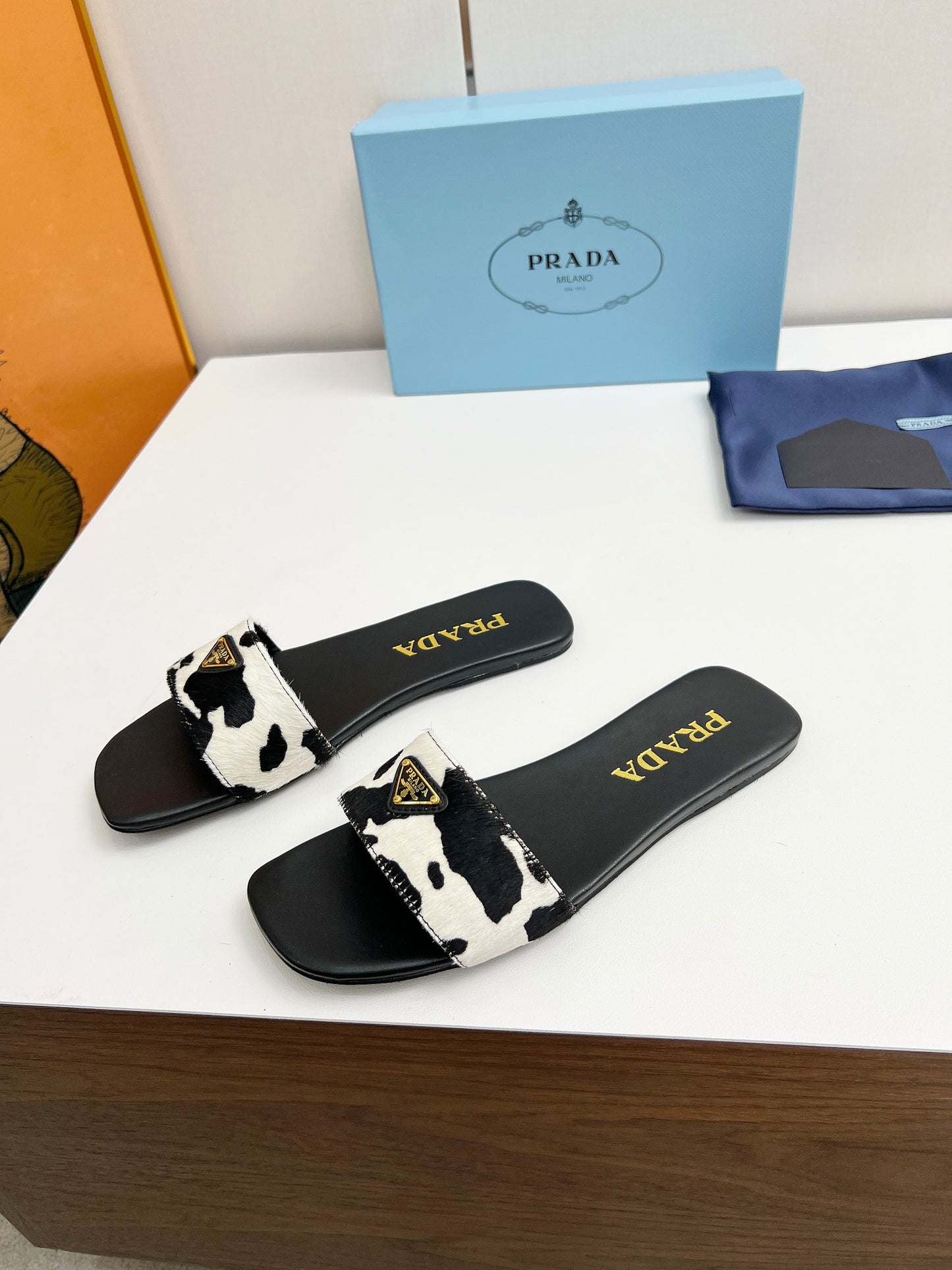 Prada Enameled Elegance Slides