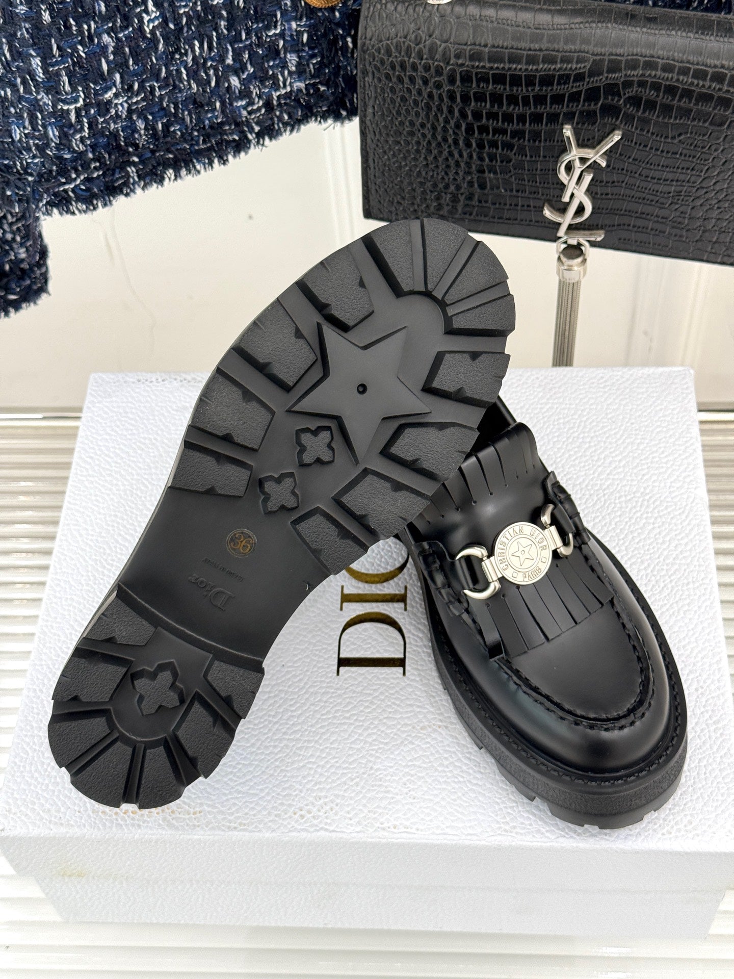 Dior Stuart Weitzman Mila Lift Pearl Leather Loafers | White | FARFETCH BH