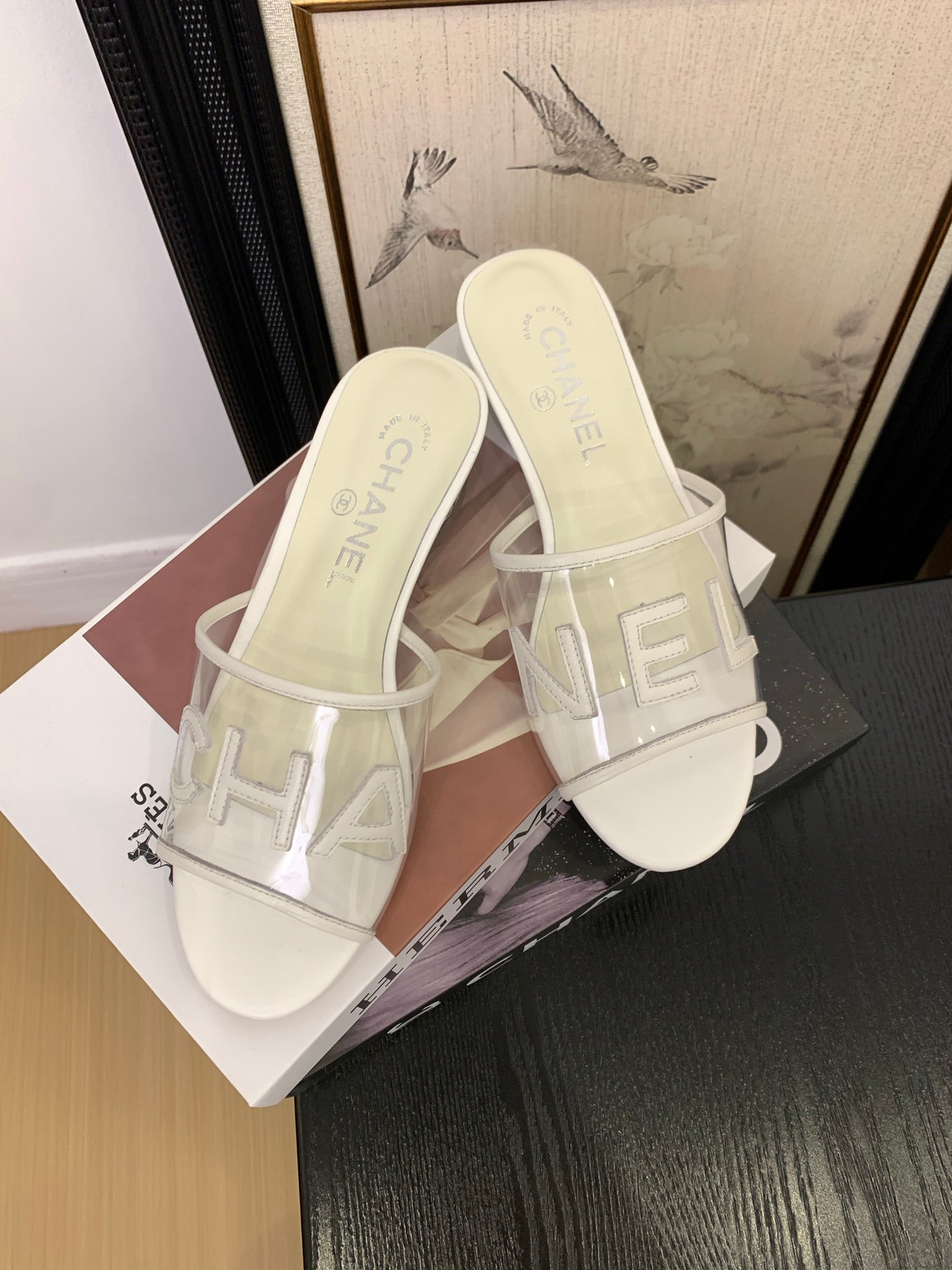 Chanel Timeless PVC Logo Slides