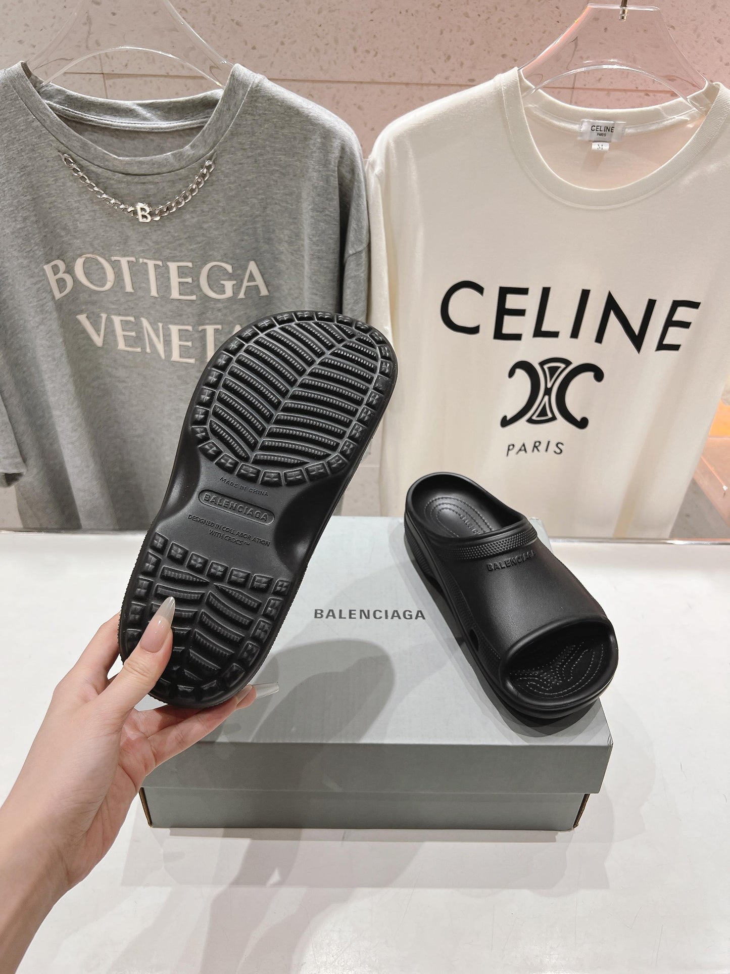 Balenciaga Elevated Rubber Stroll Slippers