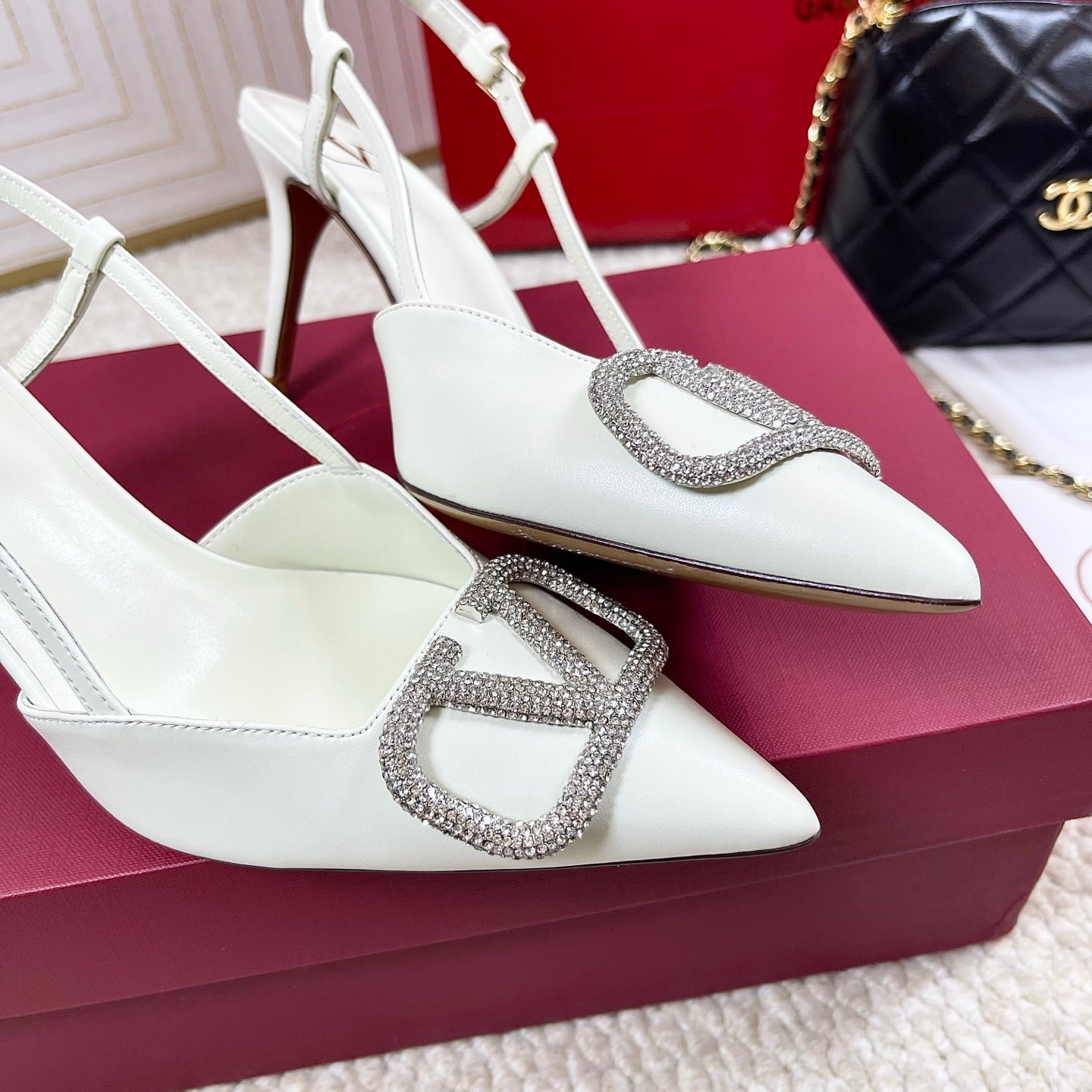 Valentino Crystal Elegance Satin Platforms
