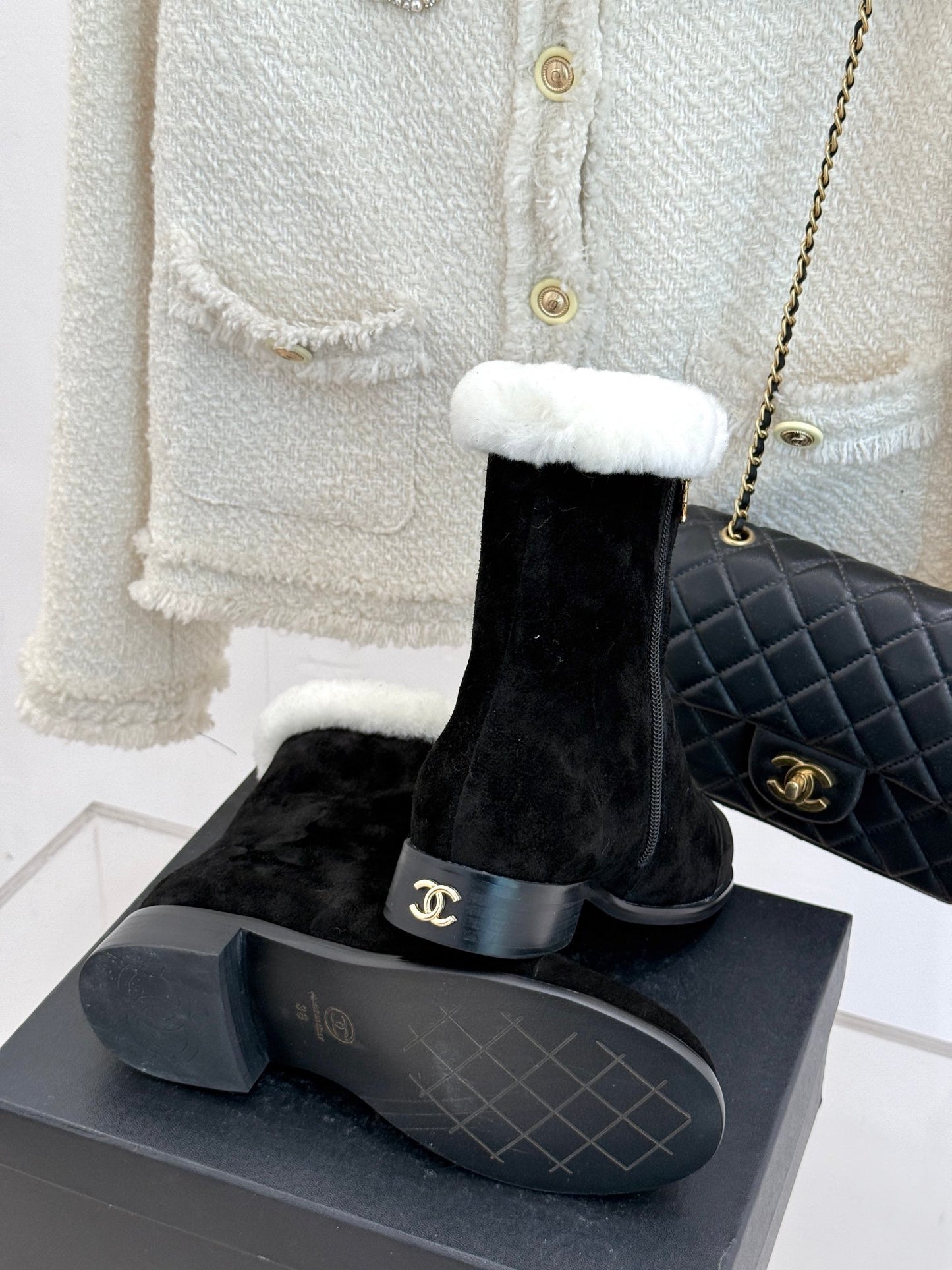 Chanel Bold Shearling & Amp; Suede Over-The-Knee Boots